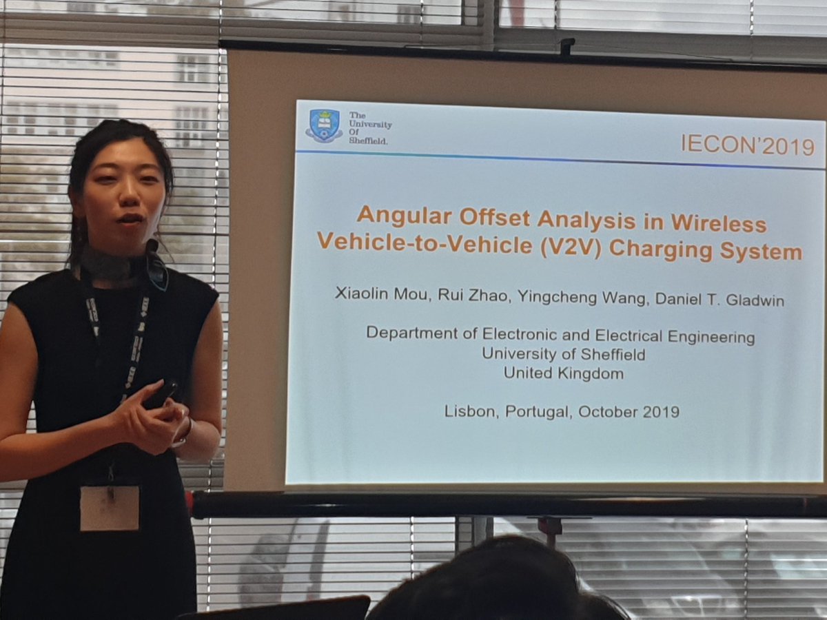 gladwin_dan's tweet photo. Dr Xiaolin Mou presenting her work on an electric vehicle-to-vehicle charging system #EVs #Energy @TUoSEEE @UoS_CREESA https://t.co/1jntNccY20