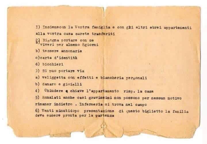 DiDonadice's tweet image. #16ottobre #razzia del ghetto e degli ebrei romani. Noi non dimentichiamo. Questo èil foglio consegnato per prepararsi al viaggio da Roma #Tiburtina ad #Auschwitz