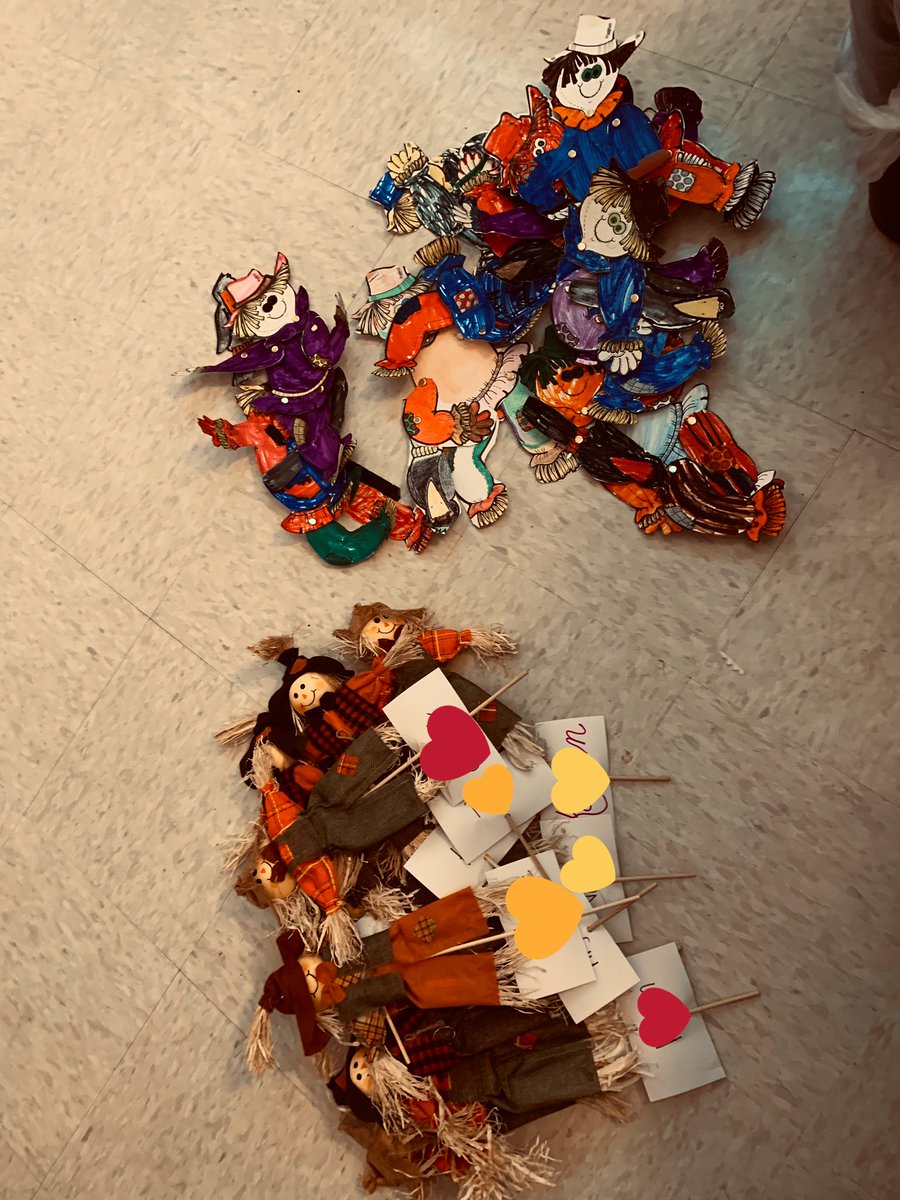 mitchelanette's tweet photo. I wrote a passage for my students where a boy builds a scarecrow that came to life. They created their own through comprehension and math questions, based on the text, that targeted their individual SpEd goals. Today, their scarecrows came to life too. #thinkBigLISD @LampasasTCE https://t.co/8PCUVvLUIX