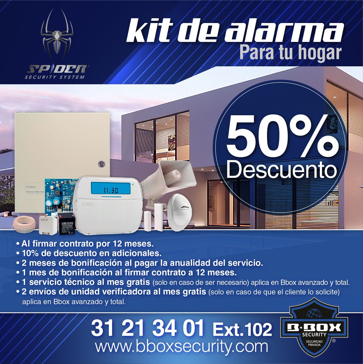 BboxSecurity's tweet photo. En BBOX SECURITY siempre nos preocupamos por nuestros clientes, por eso es que TODO el mes de octubre contamos con promoción del 50% en cualquier equipo de alarma.
¡Protege tu hogar o negocio! 🛡️

Visita nuestra página👉https://t.co/h6I3ykJNVn
#bboxsecurity
#spidersecuritysistem https://t.co/c69v9ijSRy