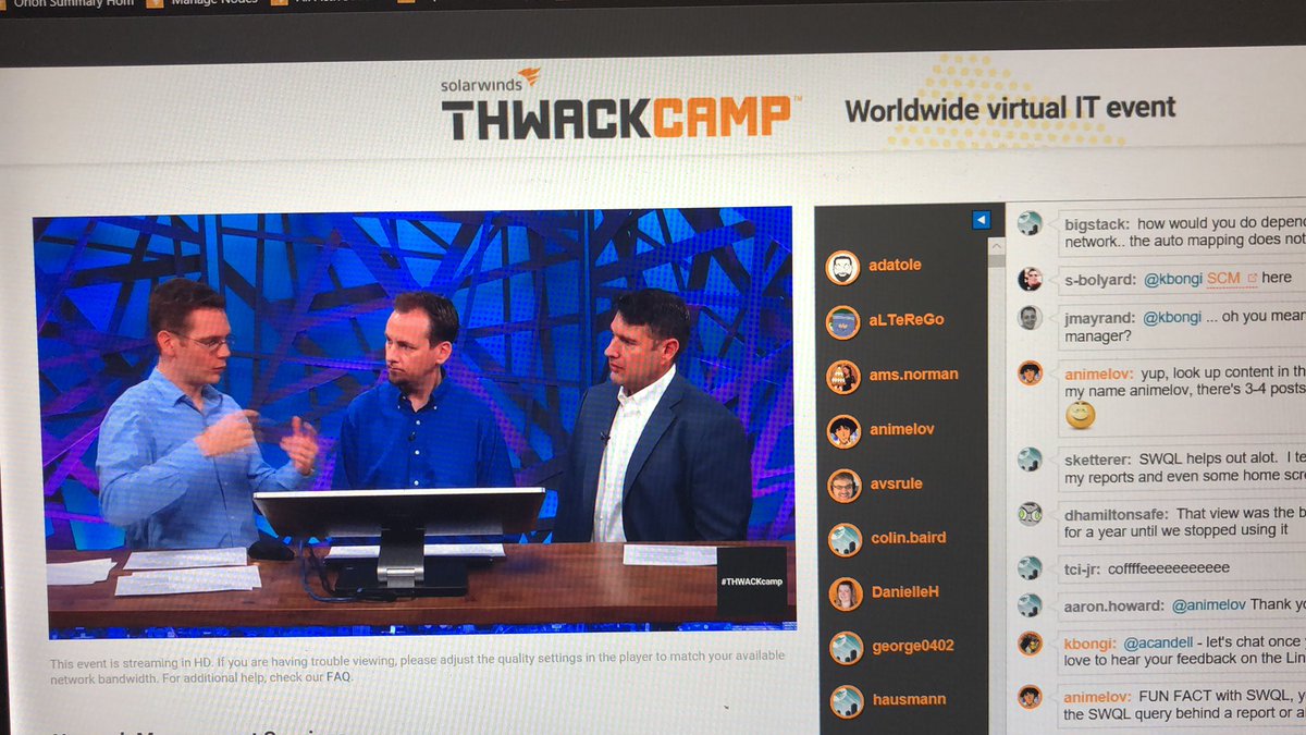 chackmanIT's tweet photo. Monitor all the things #THWACKcamp #Solarwinds https://t.co/fppk4aWfOf