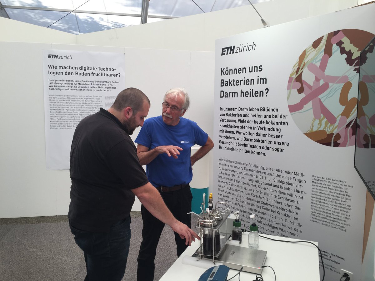 A_Geirnaert's tweet photo. Food Biotech @ETH_en on #OLMA. Come and watch our "Darm Maschine", play the "Ballaststoffe Quiz" and learn all about our little "Superhelden" @ETH on #OLMA until  Sunday! #FoodScience #microbiome #SciComm https://t.co/DIRzM6Up6J