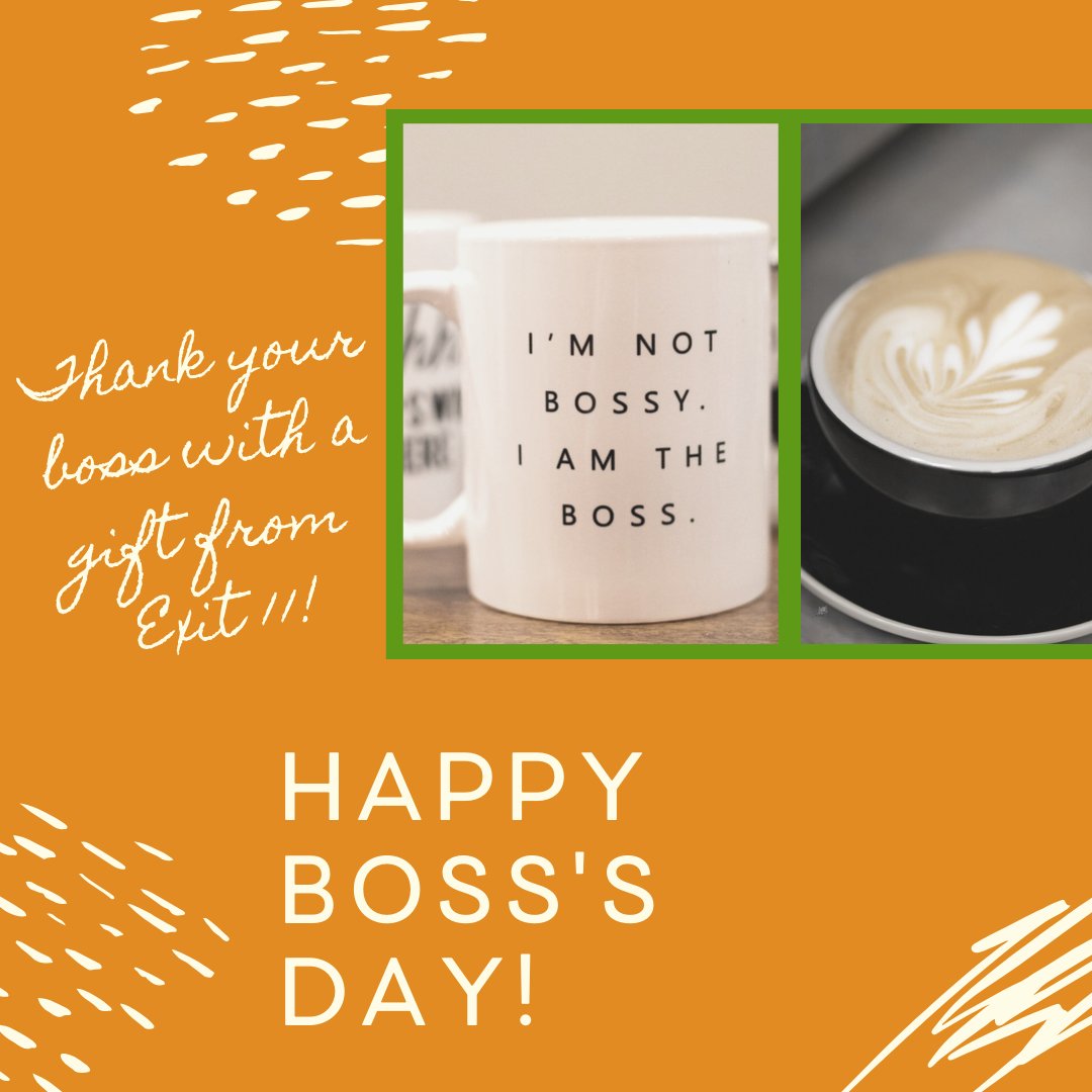 Happy Boss's Day! Show your boss your appreciation with an Exit 11 gift card, unique mug, or bag of organic, hand-roasted Scottie's coffee today!

#exit11 #washmo #exit11coffee #scottiescoffeeco #gifts #bossday #bosslady