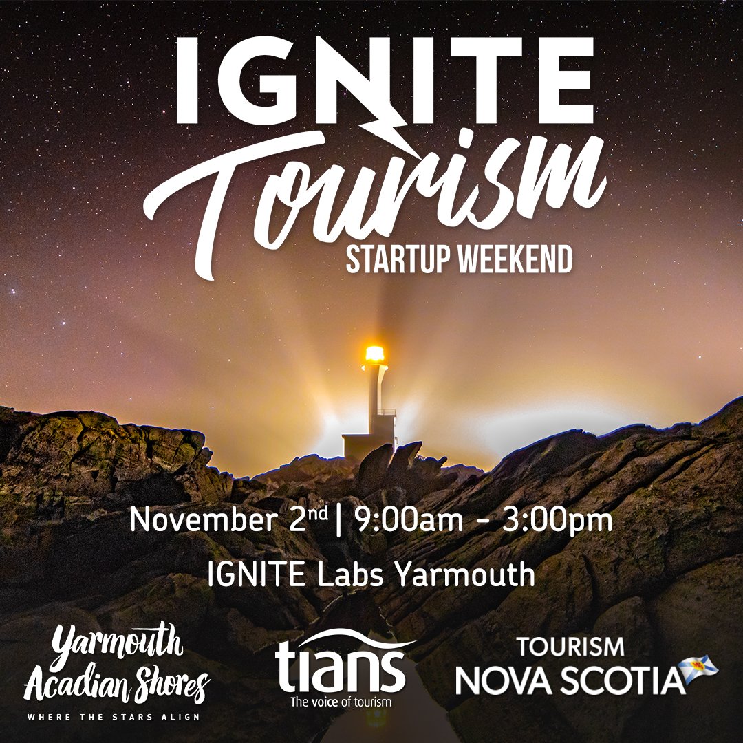 IGNITEAtlantic's tweet photo. @IgniteAtlantic is hosting our second tourism startup weekend and pitch competition in partnership with @VisitYAS!
For more details and to register today visit: https://t.co/L7pjdplFJt
#IgniteTourism https://t.co/1bS05Z4J4g
