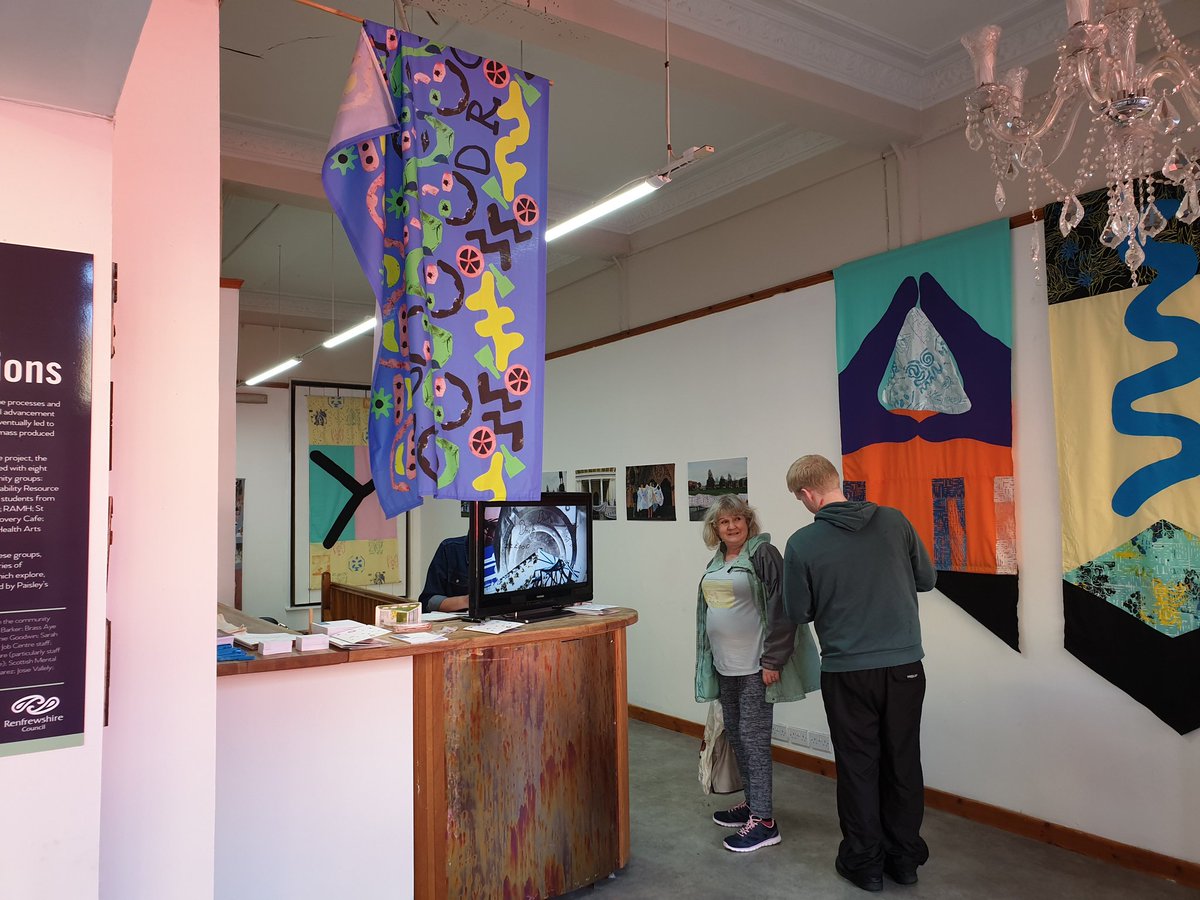 sfgrant7's tweet photo. #threadlines exhibition in Made in Paisley. Great to see work by the Sunshine Recovery Cafe on display! https://t.co/aIiNSbTuer