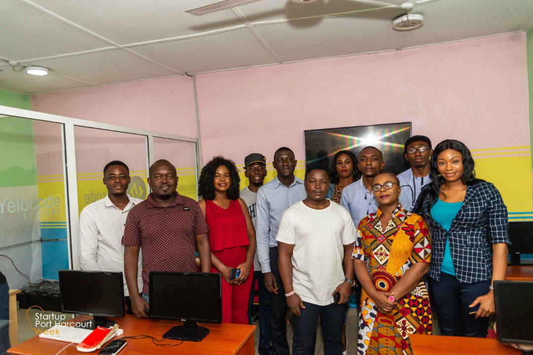 startupphweek's tweet photo. Second day of our Pre-Conference Innovation Tour and we visited Yelocode System at 11 Elekahia Road Community Hall Port Harcourt. The Tour is to celebrate spaces that add value to Port Harcourt's digital and creative economy. 

#Oil2Tech #TheFutureIsTech #Startupportharcourt https://t.co/XY3YxeozSp