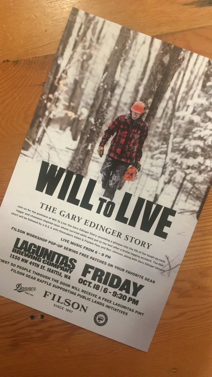 Doug Thielen (@dthielen) on Twitter photo Join me this Friday at <a href="/lagunitasbeer/">LAGUNITAS BREWING CO</a> in Ballard as <a href="/danner/">Danner</a> x <a href="/Filson/">Filson</a> present the screening of "Will to Live". PLUS meet Gary himself + filmmakers Adam & Frankie Foss for a Q&A after film. 6p-8p Live Music. 8pm Film. 8:30 Q&A. Raising funds for public lands w/<a href="/Backcountry_H_A/">Backcountry Hunters & Anglers</a> Join me this Friday at <a href="/lagunitasbeer/">LAGUNITAS BREWING CO</a> in Ballard as <a href="/danner/">Danner</a> x <a href="/Filson/">Filson</a> present the screening of "Will to Live". PLUS meet Gary himself + filmmakers Adam & Frankie Foss for a Q&A after film. 6p-8p Live Music. 8pm Film. 8:30 Q&A. Raising funds for public lands w/<a href="/Backcountry_H_A/">Backcountry Hunters & Anglers</a>