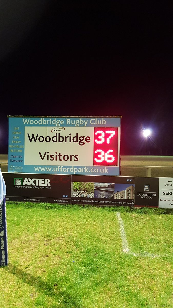 Full time <a href="/WoodbridgeRugby/">Woodbridge Rugby</a>
Suffolk 37-36 Cambridgeshire