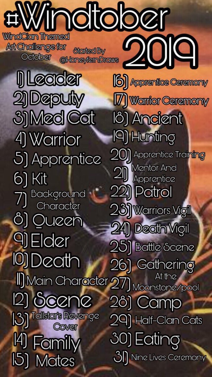 brightdawns_'s tweet photo. Day Sixteen of #windtober 2019!!!
Crowpaw’s Apprentice Ceremony!!!
#warriorcats #crowpaw #crowfeather #tallstar #warriors #erinhunter https://t.co/OjGj4BOSZp