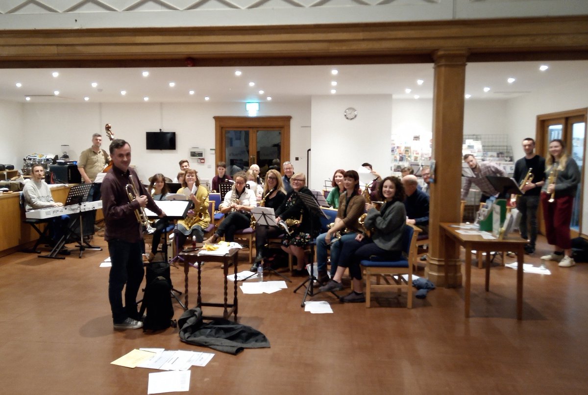 BCBigBand's tweet photo. Rehearsing for Friday night's swing dance extravaganza at @SouthBank_Club. If you're in or near Bristol, come and join us. https://t.co/k3RlJTK2wQ