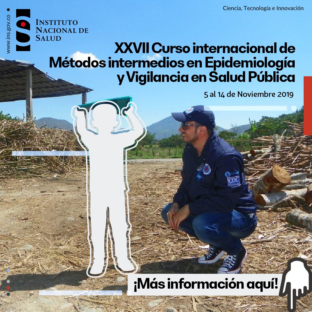 INSColombia's tweet photo. 📢 Participa en el XXVII Curso Internacional de Métodos Intermedios en Epidemiología y Vigilancia en Salud Pública
del 5 al 14 de noviembre 2019.

Inscríbete: 👇
https://t.co/VjHJ2UV5zJ

¡Contáctanos!
Correo: fetp@ins.gov.co
Teléfono: (571) 2207700 Extensión:1382 https://t.co/UHyRNYTOPH