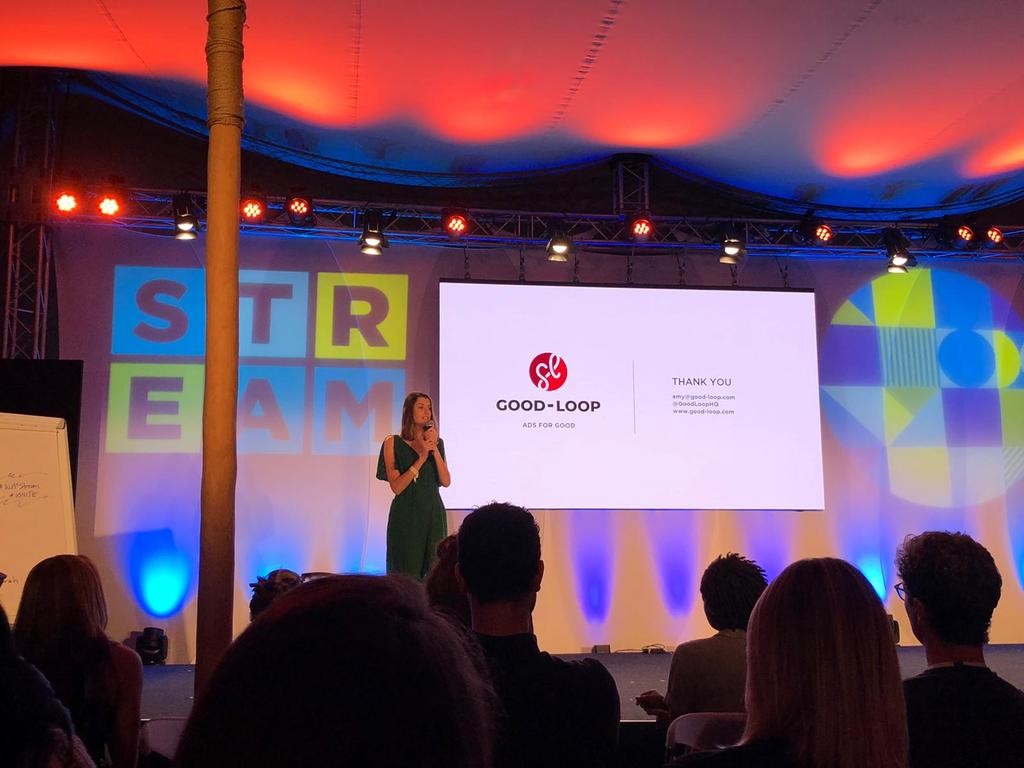 GoodLoopHQ's tweet photo. Our founder & CEO @ala_swimmily at @WPPStream this evening, sharing a bit about #ZebraStartups and why sustainable, conscious and collaborative growth is the way to build a successful businesses today. #WPPStream https://t.co/WbZES69cj6
