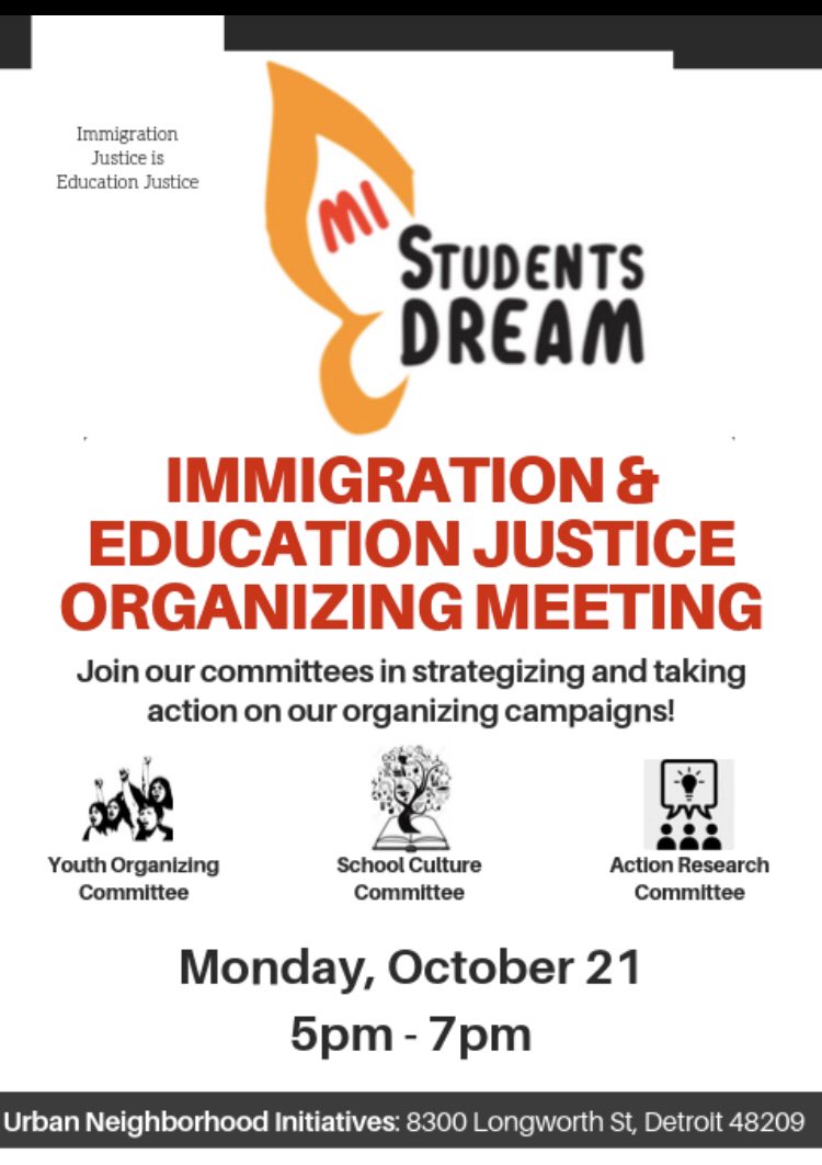 MIStudentsDream's tweet photo. Wanna join our organizing work immigration &amp; education justice?!! 

Come to our organizing meeting next week on Monday (10/21)!!

https://t.co/esD1VlqIEL https://t.co/MZCfhdQEOX