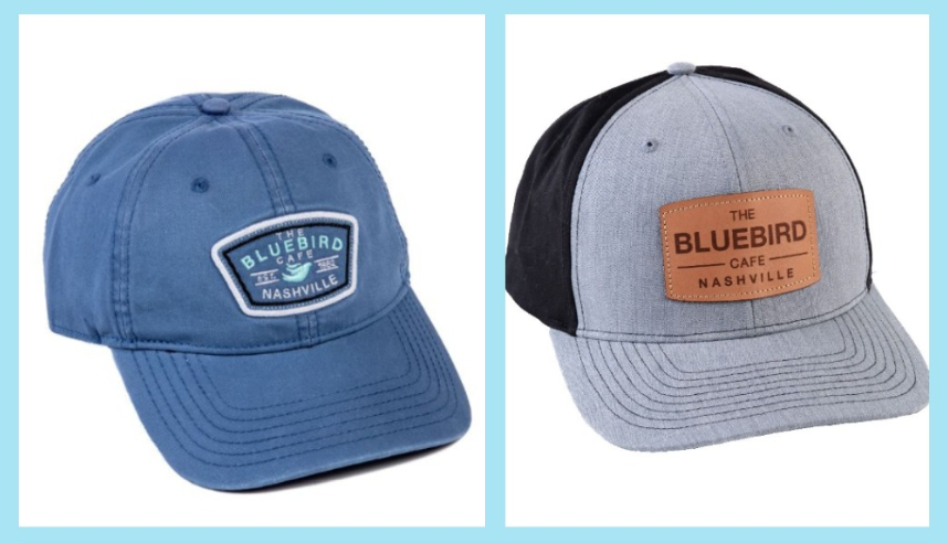 BluebirdCafeTN's tweet photo. Woohoo! Our two latest hat styles are now available for purchase on our website at https://t.co/M6krayfSa2! Also available in our venue. #bluebirdmerch #thebluebirdcafe #leatherpatch #twillhat https://t.co/uY1xk6iE1C