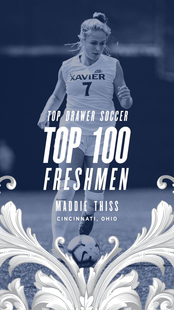 XavierWSOC's tweet photo. Congrats to Maddie Thiss on being named to @TopDrawerSoccer's Top 100 Freshmen! https://t.co/tFFCkD1ULp https://t.co/lbbCr6RwmN