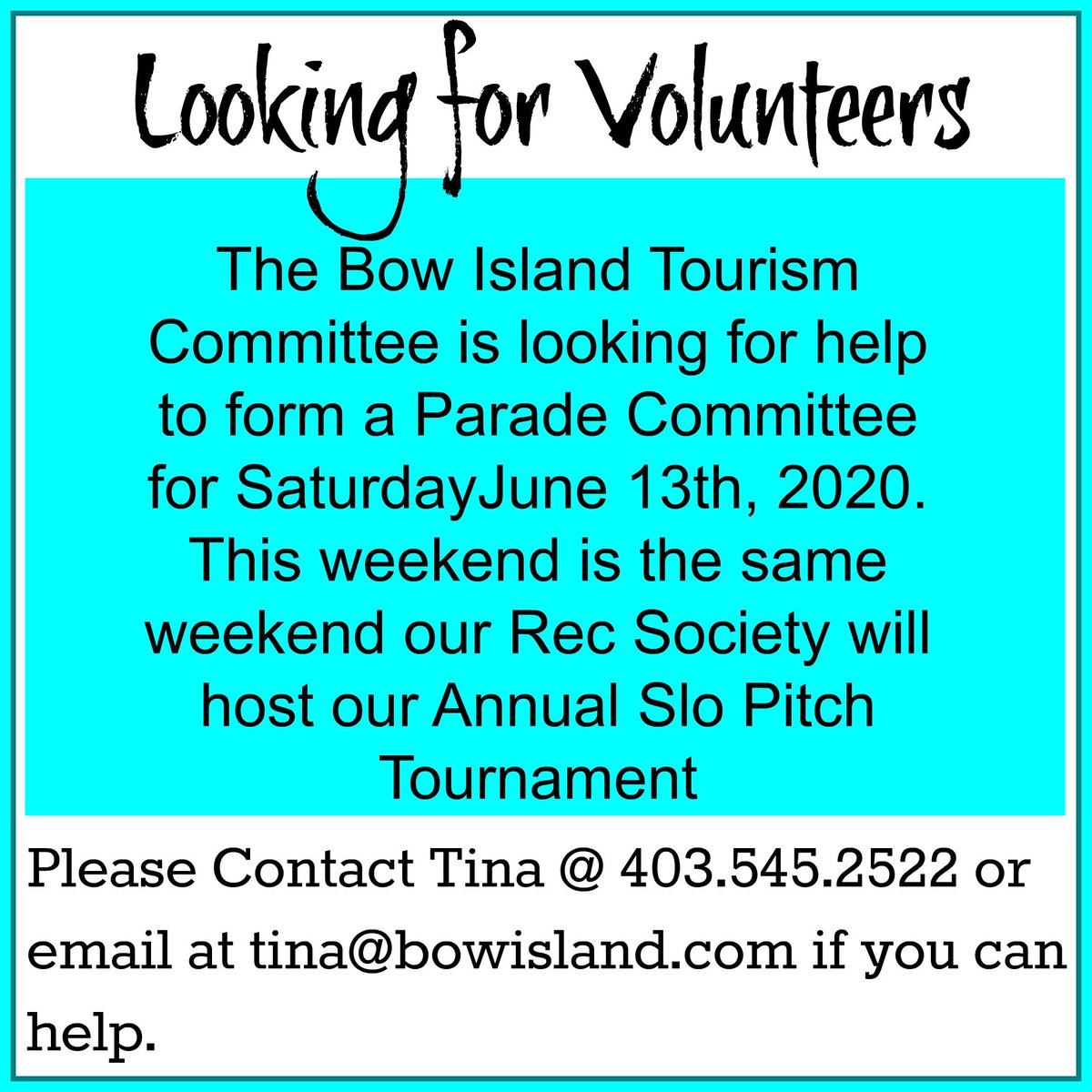Do you miss The Town of Bow Island Parades?

If so,  maybe you will be willing to help bring it back next year. If we can's find enough volunteers to help we may not be able to pull this off so please commit with us today!