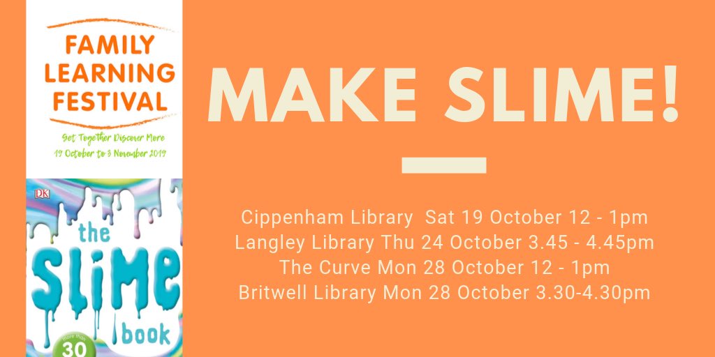 SloughLibraries's tweet image. Join us for the @flfestival starting THIS Saturday 19 October with some Science Sleuths making their own slime at Cippenham Library 12pm!