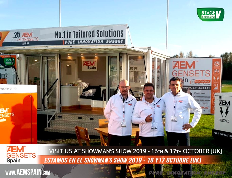 aemspain's tweet photo. We are already at the @TheShowmansShow  2019, Newbury, Berkshire, in UK. Stand: 286. Thank you to everyone who is visiting us to see our news in #rental #generators https://t.co/6P4b8HWBT1
