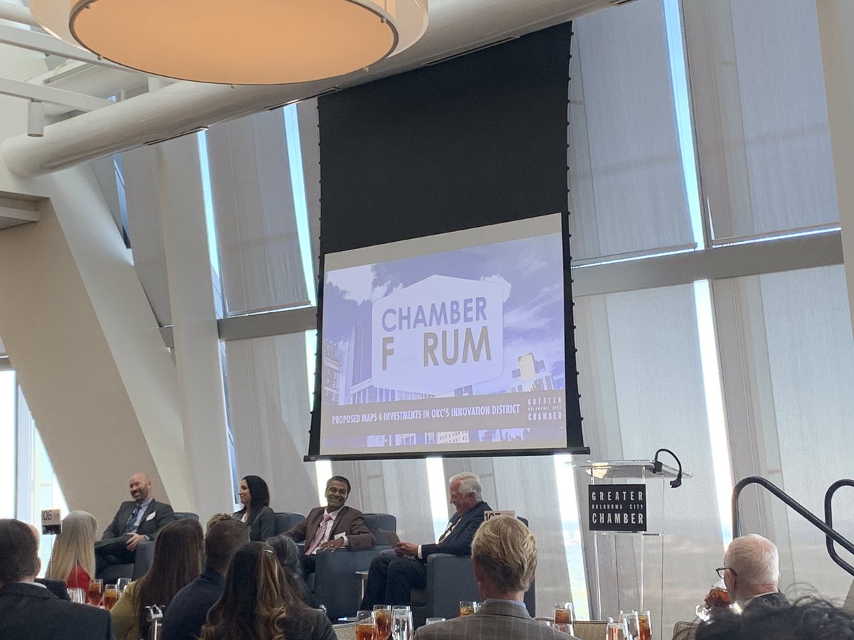 OUPubPrivPart's tweet image. Excited to hear about the Proposed Maps 4 Investments in the Innovation District at the OKC Chamber Forum.  Exciting opportunities for economic growth in OKC!  #okcchamber #pricecollegeofbusiness #okcinnovationdistrict