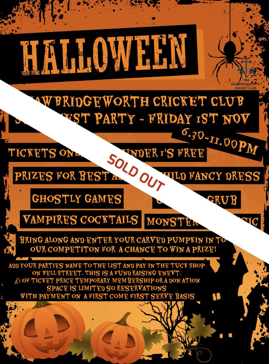 SawboCricket's tweet photo. Our Spookfest Halloween Party is sold out! Sorry NO tickets available on the gate. https://t.co/pi5caxTce4