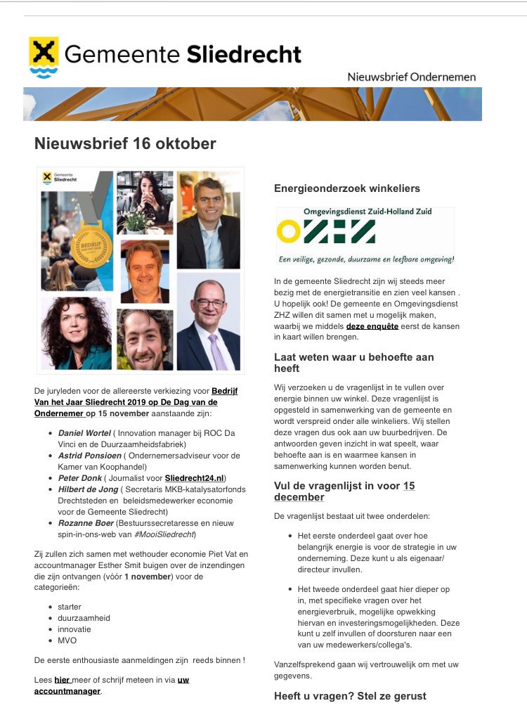 smit_esther's tweet photo. De nieuwe #nieuwsbrief voor #Ondernemend #Sliedrecht staat weer #online: https://t.co/ImhycjHjHD. https://t.co/LIwZkOwrKn