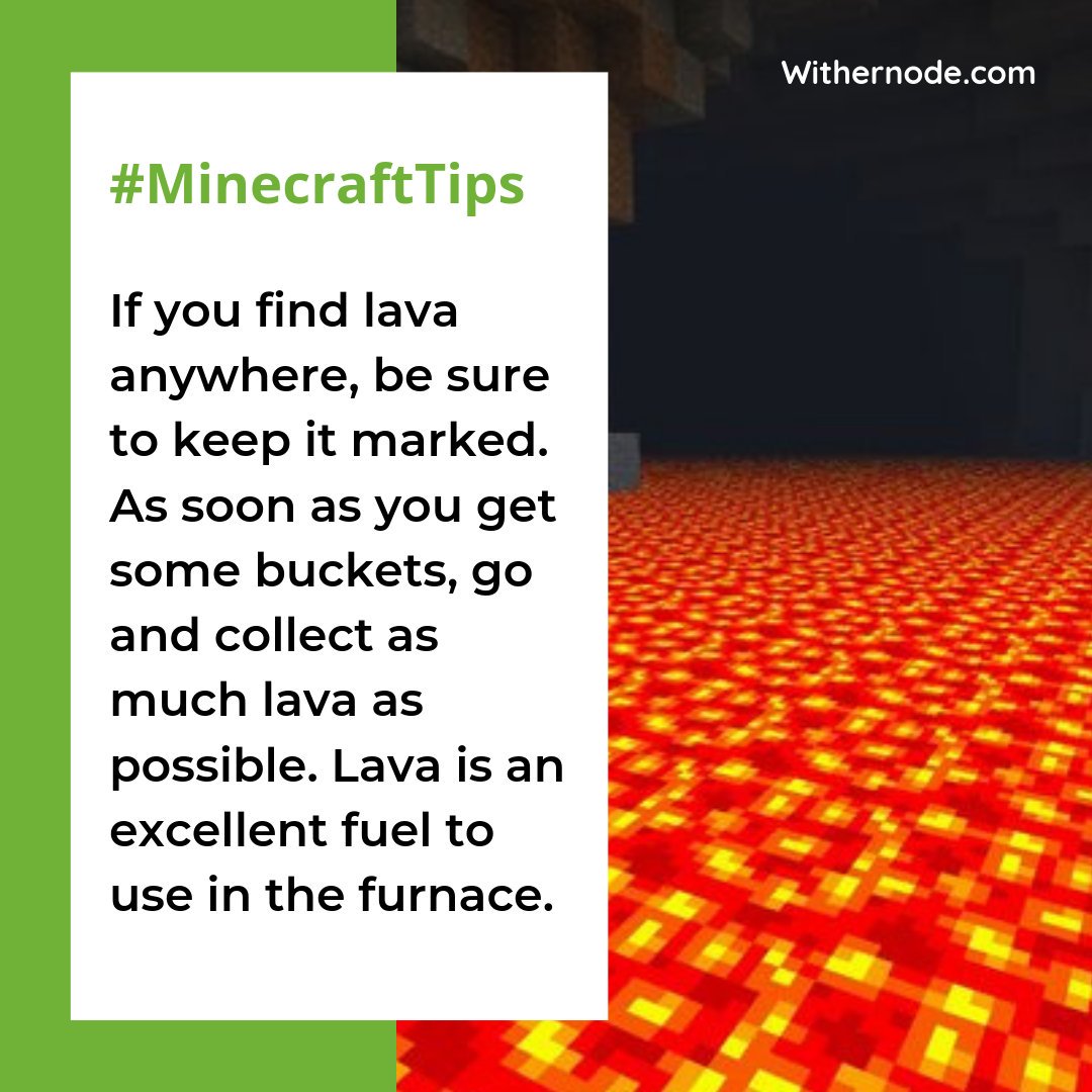 WitherNode's tweet image. Lava is also one of the ingredients in creating obsidian, a rare block. With a bonus use like that, there's no reason not to carry lava. 
Check our pricing: bit.ly/2M93m4Q  #minecrafter #minecrafting #players