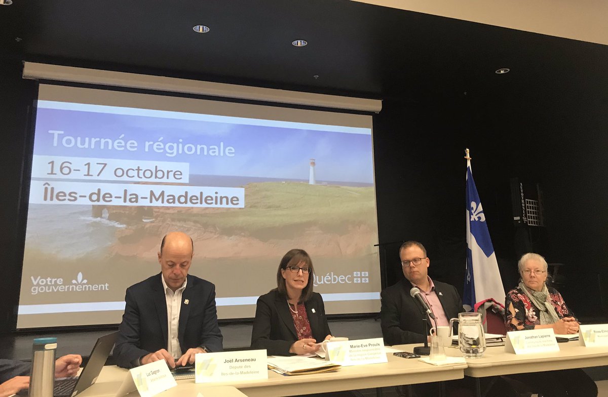 Ce matin aux Iles-de-la-Madeleine, rencontre de différents intervenants  environnementaux et économiques avec la ministre <a href="/MarieEveProulx_/">Marie-Eve Proulx</a>  dans le cadre de la tournée sur le Plan d’électrification et de changements climatiques. <a href="/AttFragIles/">Attention FragÎles</a> <a href="/jonlapierre1806/">Lapierre Jonathan</a> <a href="/joel_arseneau/">Joël Arseneau</a>
