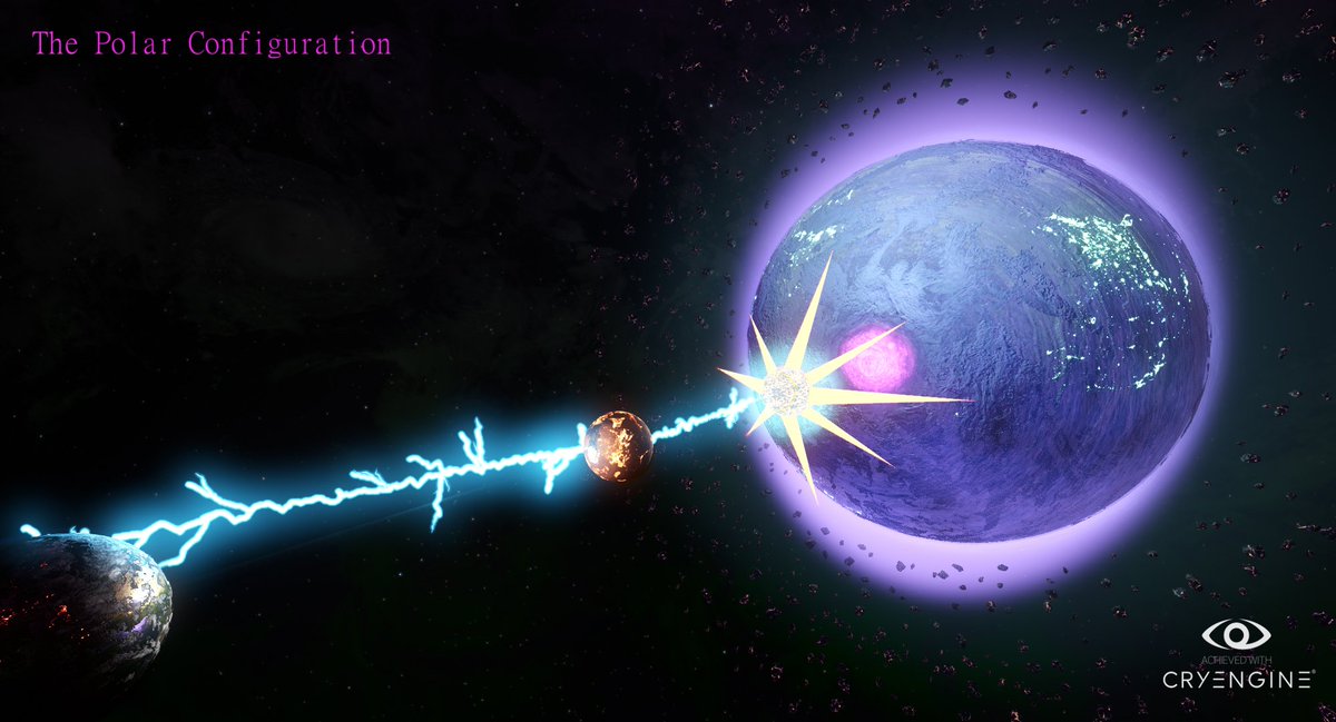 devcalm8's tweet image. An ancient planetary configuration as Venus &amp;amp; Mars interact with the Earth initiating a chain of events that wiped mankind's memory, after witnessing a cosmic flash, searing thunderbolts of electrical exchanges discharging between planets. @CRYENGINE #gameart #polarconfiguration
