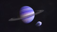 Artist's illustration of a gas giant exoplanet with a smaller companion