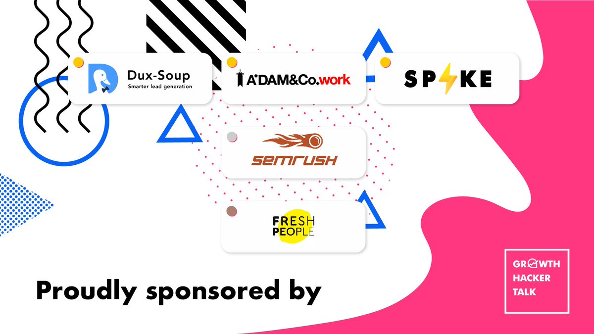 growthhackert's tweet photo. ⚡We're very proud to be sponsored by our partners, without them this event would not be possible! 
Thank you so much: @DuxQuack,  A'DAM&amp;https://t.co/K0qv3mWyqv, @semrush , @wespikegrowth, and FreshPeople. 

#GHT #ADE19 https://t.co/AMhcKMMoVO