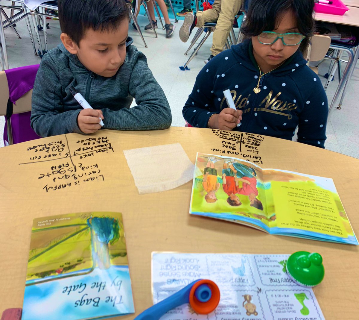 125ccardenas's tweet image. Writing on my teacher table made their day😁.  #guidedreading #cursivepractice @LISDSanchezOcho
