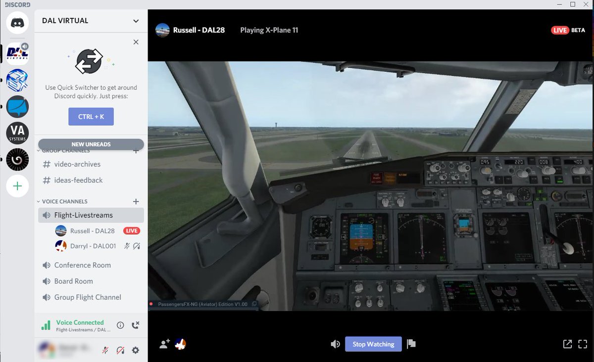 dalvirtualcom's tweet image. DAL Virtual pilots are able to live stream their flights on our Discord channel, which is cool.