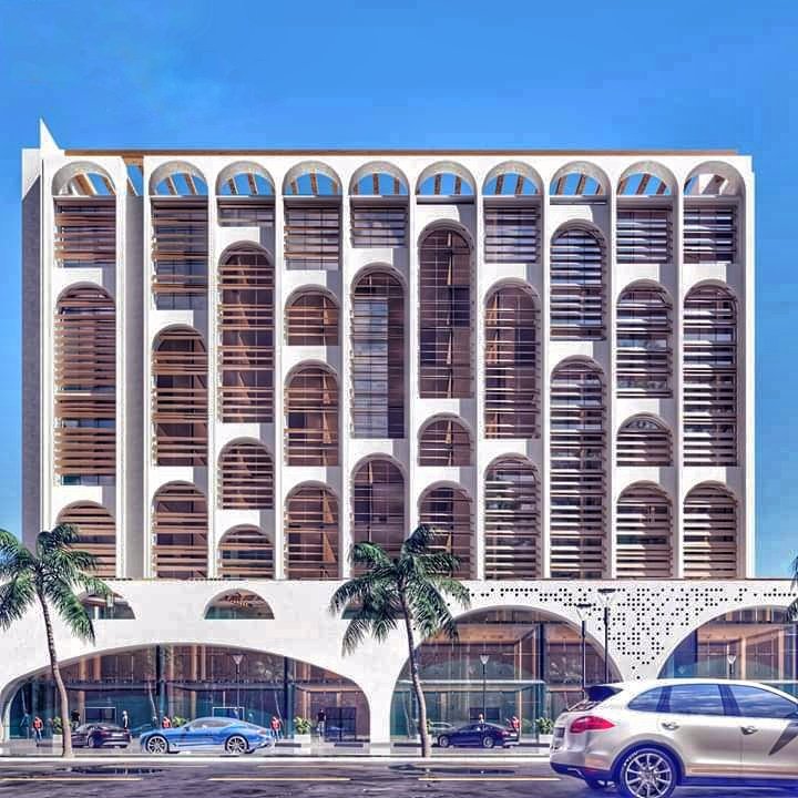 Apartment hotel, that merges the Islamic style, using the arch, as an element of Islamic vocabulary, to create this parametric identity for the hotel.