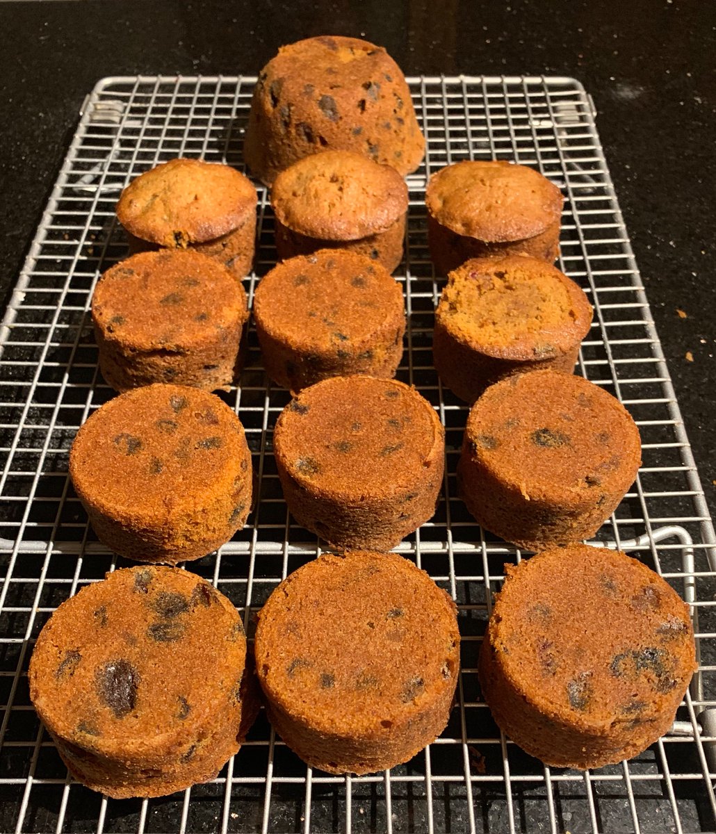 Mini fruit cakes. With a little marzipan &amp; icing, they could become Xmas 🎅 cakes. It’s only 10 weeks away you know. 🏃‍♂️ runs to hide 😂