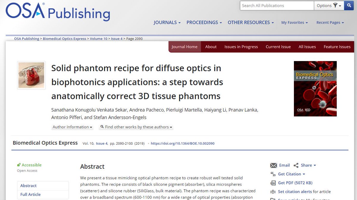 scientificsana's tweet photo. Incredible reception of our Phantom work by research community! #TopDownloaded Articles on Tissue Optics and Spectroscopy from Biomedical Optics Express aiding #StandardBioPho #Biophotonics #Recipe - https://t.co/5EOaATgqcs
@IPICIreland @Stefan_Engels2 @AnLiPaTo @TyndallInstitut https://t.co/mjFVdTu5eZ