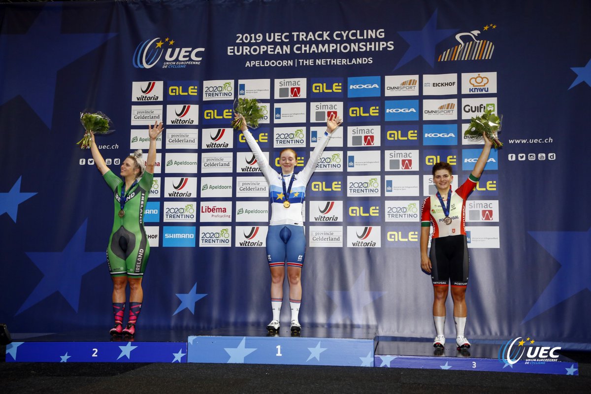 #EuroTrack19 - Scratch Women: 1 Nelson (Gbr), 2 McCurley (Irl), Martins (Por)