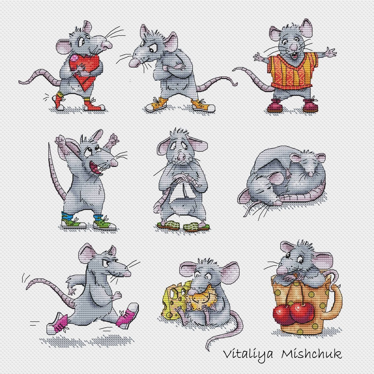 Just look at what good mice I have prepared for you today.🐭😍
By the way, these cute animals are a symbol of next year.🎄🐭
You can buy them all together, and the same pattern separately.
They are now 20% off 🎁 etsy.com/listing/731295… #crossstitch  #crossstitchmouse