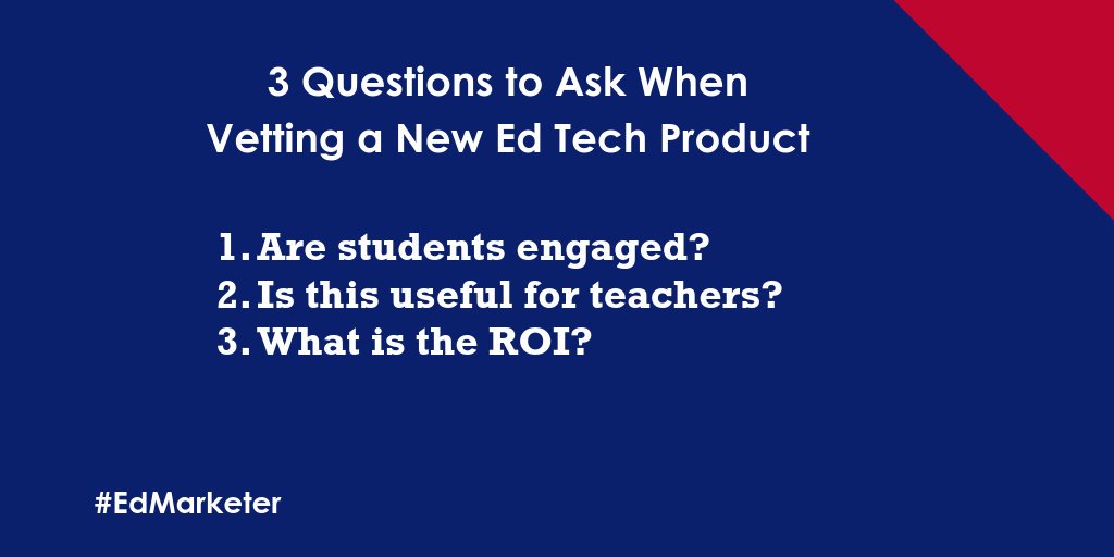 Barton Dassinger, Principal for <a href="/4747Chavez/">ChavezMAC</a>, shares the top 3 questions he asks himself when vetting a new #edtech product. #EdMarketer