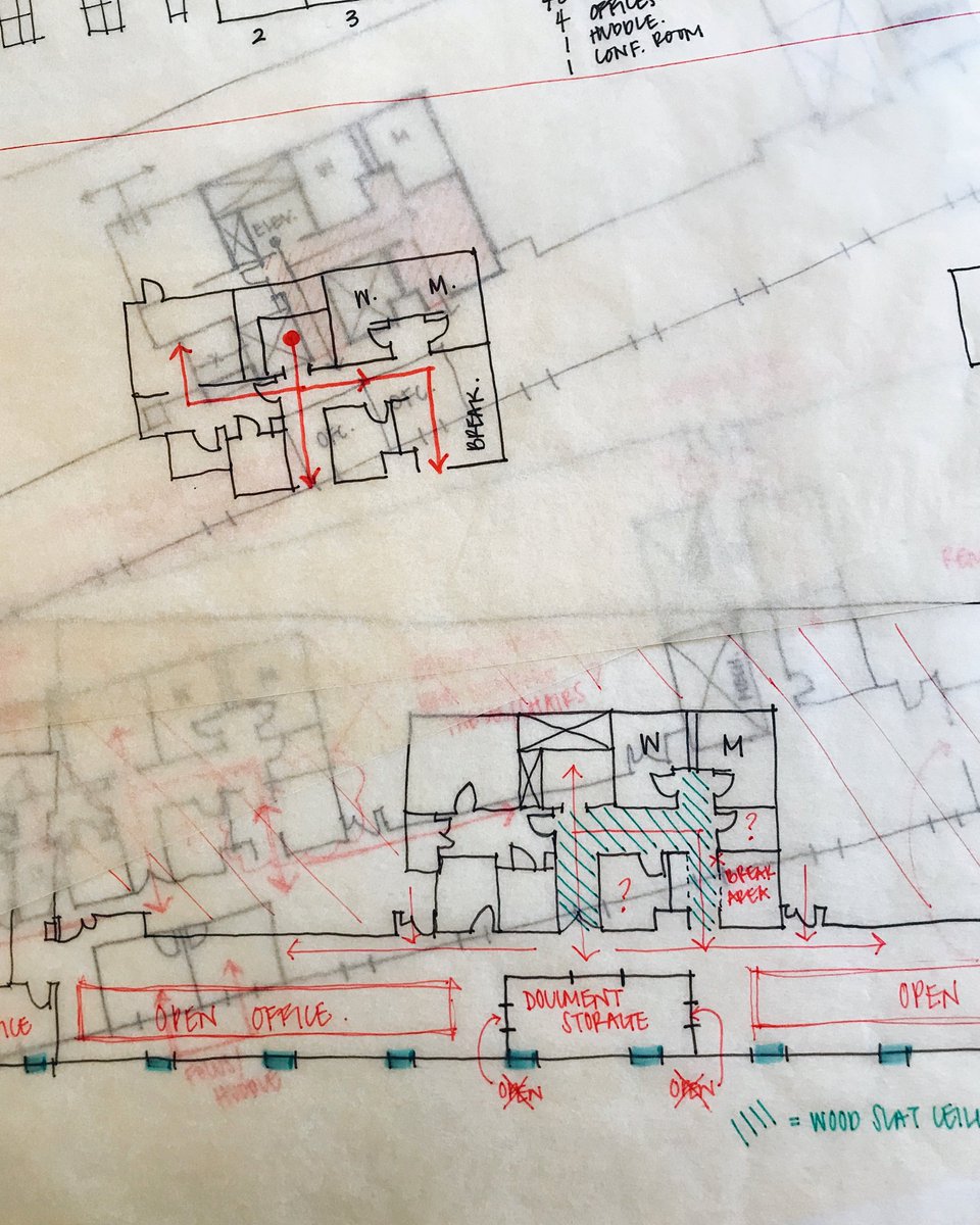 JohnsrudArch's tweet photo. Just some early sketches from the preliminary stages of planning for an office refresh #JAdesigns #TeamBergmann #sketching #interiordesign #architecture #corporatedesign #workspace #planning https://t.co/VeBlAM2kZX
