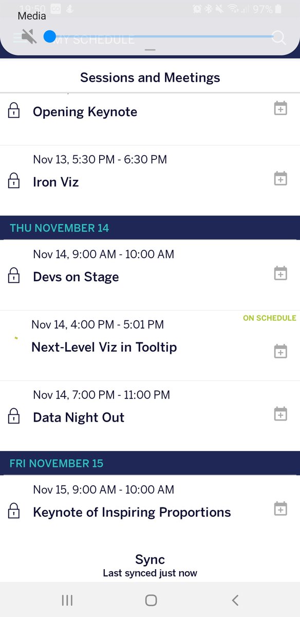 _Chris_Mace's tweet photo. @tableau The mobile app (android) is letting me select to reserve a seat but then it just stays there spinning. I've selected all the ones I wanted but so far only one has appeared in my schedule and that's still spinning. https://t.co/AphVz0tlkZ