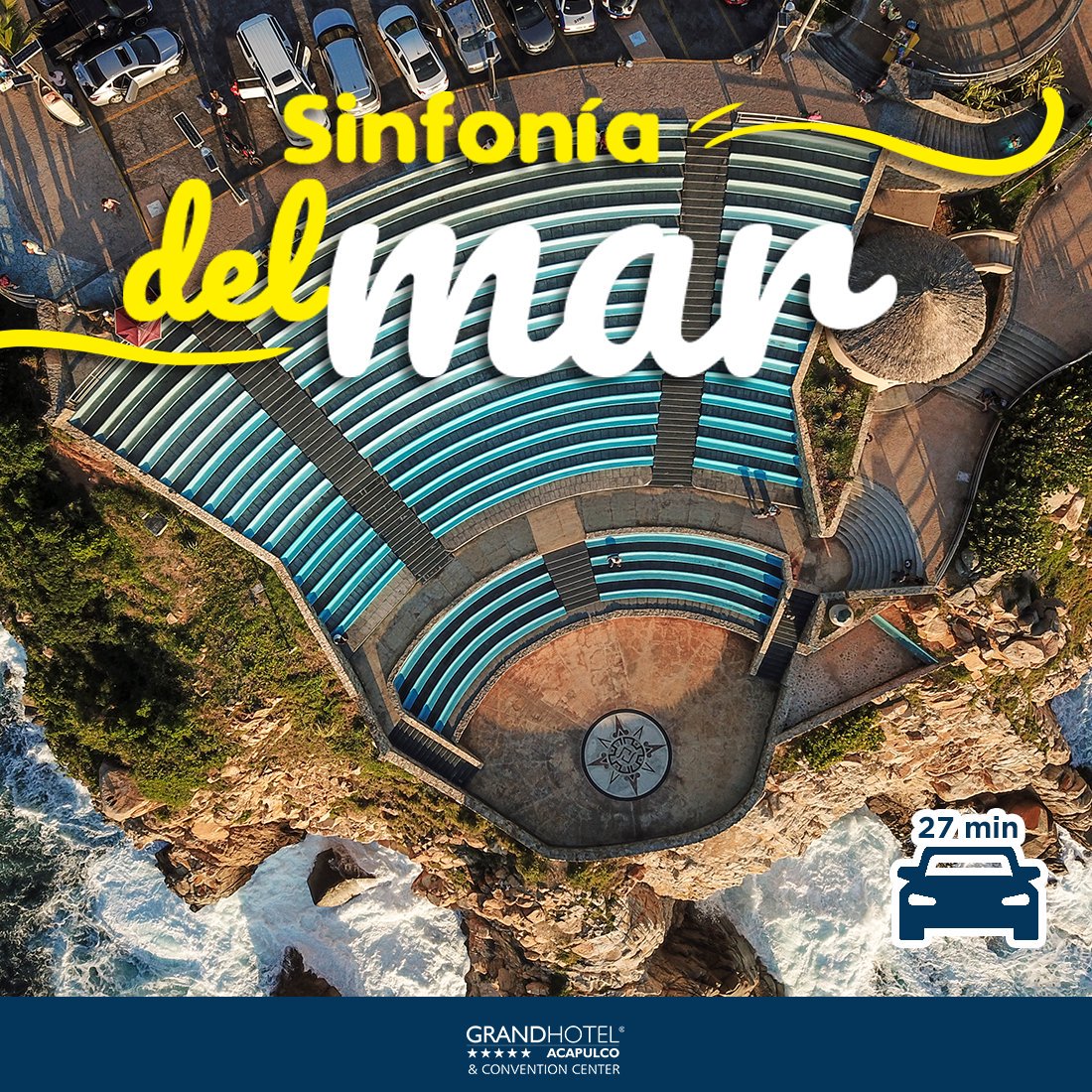 Si buscas disfrutar de un atardecer en primera fila, amarás #SinfoníaDelMar. A sólo 27 minutos en auto desde nuestras instalaciones, es una razón más para vivir una #GrandExperiencia. Reserva al: 800 091 2300/ 800 832 1162 #GrandHotelAcapulco