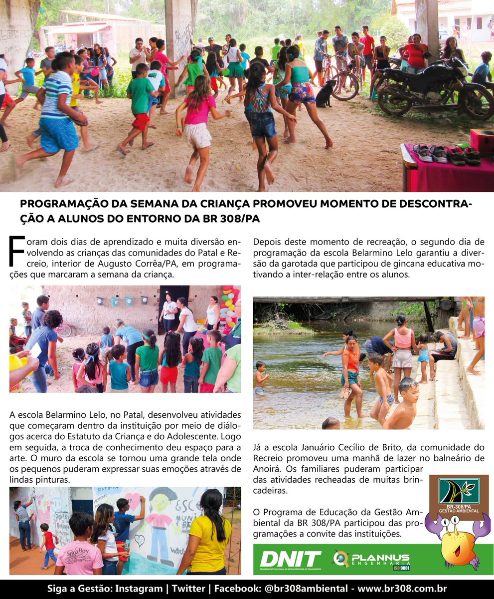 br308ambiental's tweet photo. PROGRAMAÇÃO DA SEMANA DA CRIANÇA PROMOVEU MOMENTO DE DESCONTRAÇÃO A ALUNOS DO ENTORNO DA BR 308/PA
#GestãoAmbiental
#BR308
#DNITPA
#PlannusEngenharia
Siga a Gestão:
Instagram | Twitter | Facebook: @br308ambiental
https://t.co/iUg8Nm9FVj https://t.co/cPkMluHRcz