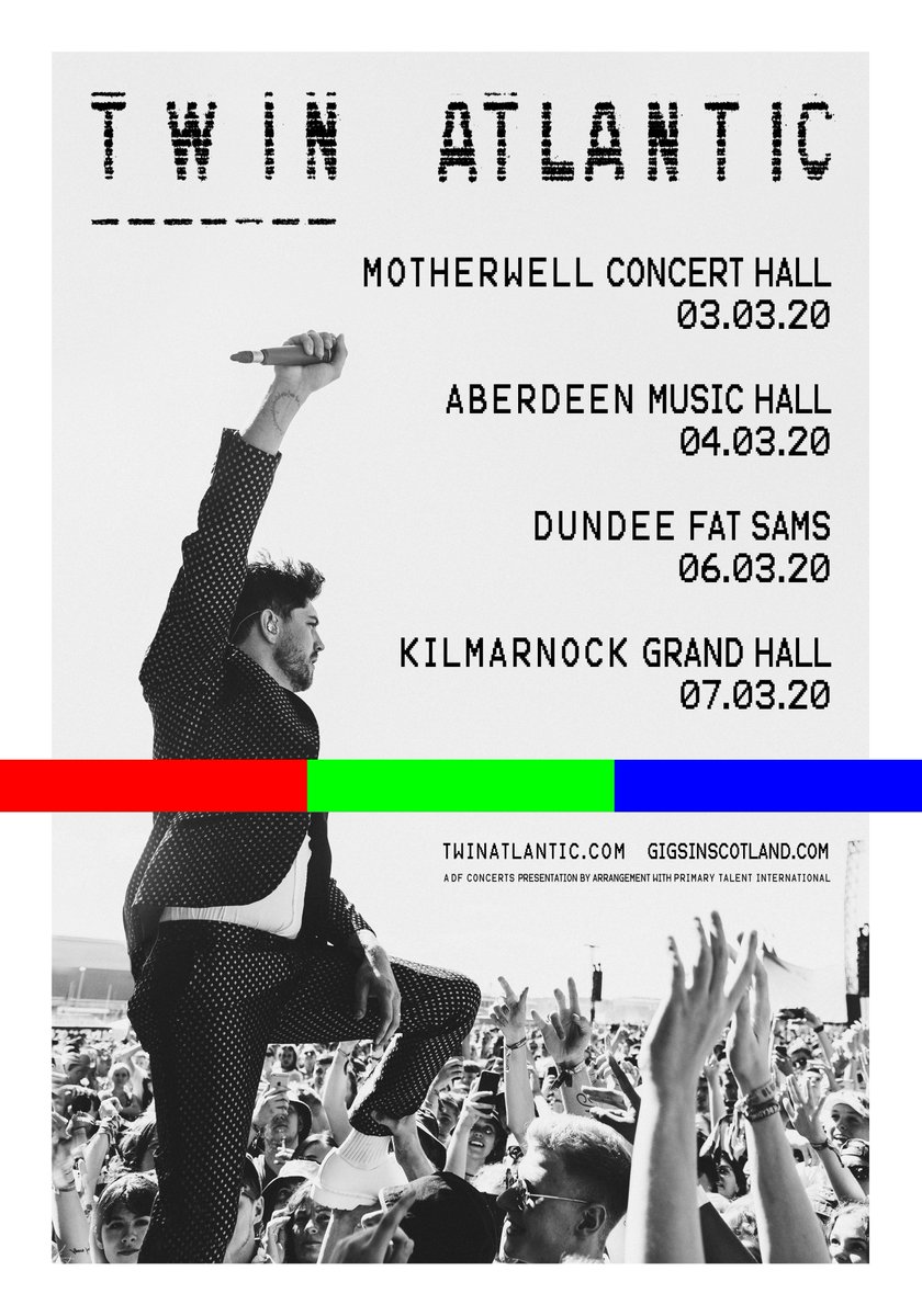 ANNOUNCED » @twinatlantic embark on a Scottish tour in March taking in dates at @MotherwellVenue on 3rd, Aberdeen Music Hall on 4th, @fatsams on 6th then finishing up at Kilmarnock Grand Hall on 7th! Tickets on sale at 9am NEXT FRIDAY! TICKETS ⇾ gigss.co/twin-atlantic