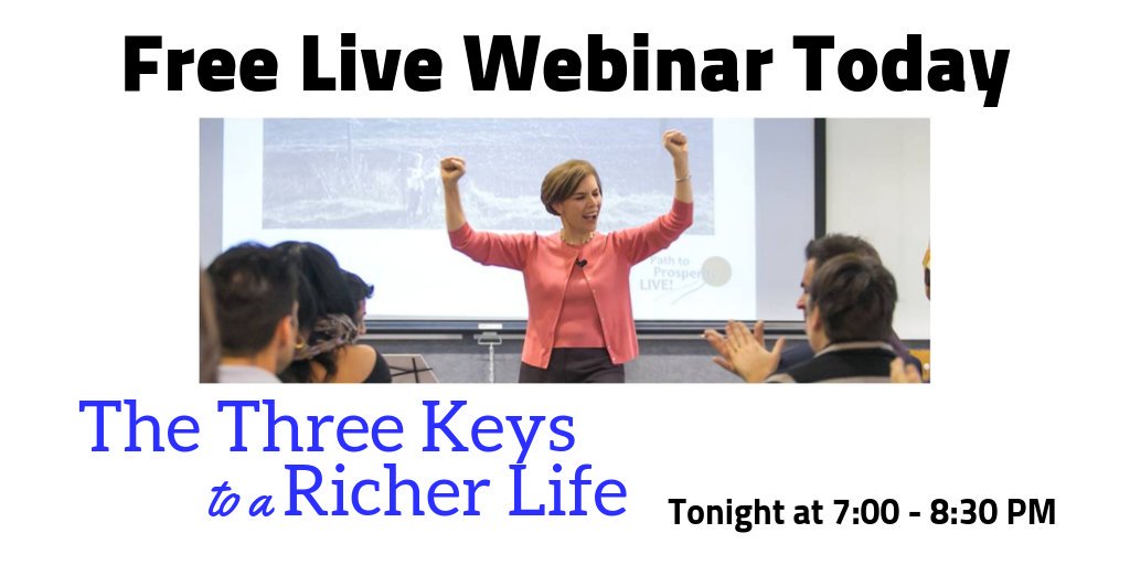 lizwolfecoach's tweet photo. 3 simple keys is all it takes to a richer life. 
Join me tonight as I'll be hosting a webinar to help you on your way to a richer life.

Join the Webinar at 7:00 PM EST: https://t.co/iCyZw4aRoV

#webinar #free #learn #rich #today https://t.co/4XFau64JzN