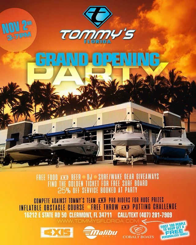 We are STOKED to invite you and all your friends to our GRAND OPENING PARTY -Nov 2nd (3-7pm)🎉🎉🎉🔥🔥🔥
-Free food &amp; beer🍻
-DJ 🎧🎶
-Surf/wake gear giveaways -Find the Golden ticket at the party to win a free Surf board 🤘🏄‍♂️🏄‍♀️
-25 % OFF service booke… ift.tt/2BghHo5