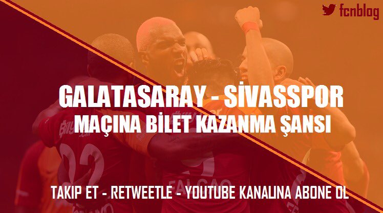 Galatasaray - Sivasspor maçına bilet kazanmak ister misiniz?

✅ <a href="/fcnblog/">FCN Blog</a> hesabını takip et..
🔁 Bu mesajı retweet edin.. 
📺 Kanalımıza abone olun.. youtube.com/fcnblogtv