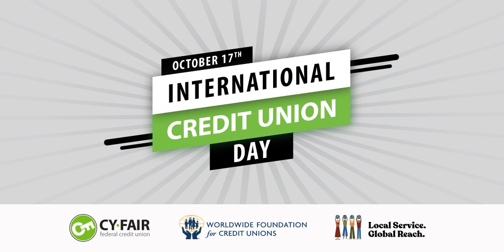 CyFairFCU's tweet photo. We're celebrating International Credit Union Day tomorrow! Stop by any of our branches between 11am - 2pm for cookies and watch for social posts related to our international footprint.
#InternationalCreditUnionDay #ICUDay #LocalServiceGlobalReach #GlobalGood #Cyfairfcu https://t.co/6Y5rY7Cjb0