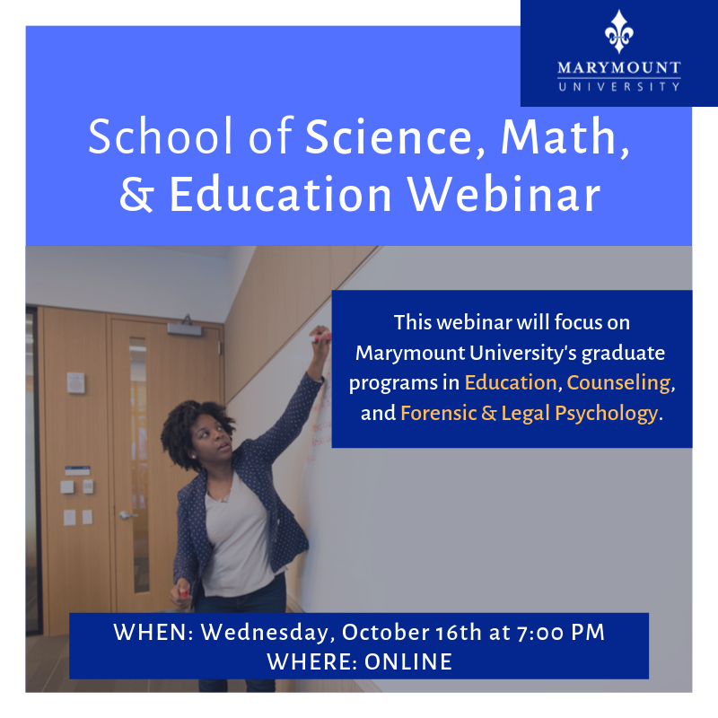 MUGRADADMISSION's tweet photo. Join us TONIGHT at 7:00PM for a webinar that will focus on our graduate  programs in Education, Counseling, and Forensic &amp; Legal Psychology! RSVP at https://t.co/aP2guQus0w https://t.co/uTPqscW5vo