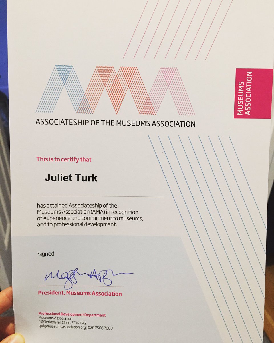 Well it’s official! I’ve got my AMA! #cpd #continuousprofessionaldevelopment #museumsassociation