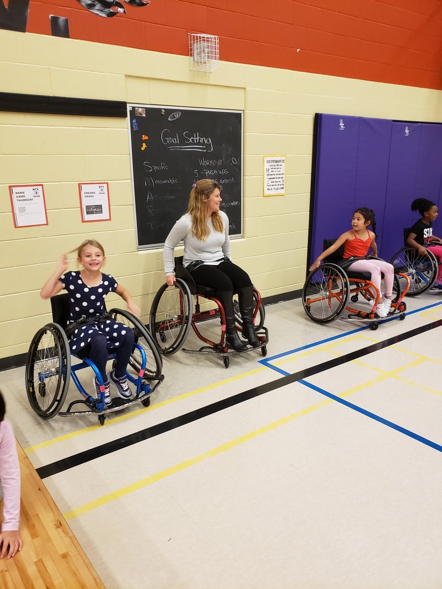 mpv_pe's tweet photo. So much fun having special guests in the gym today. Thank you @ONPARANETWORK for coming to @MPVDragons and sharing your chairs with us. And your athlete story. #buildingcompassion #PhysicalLiteracy https://t.co/YTnX4YzLU6